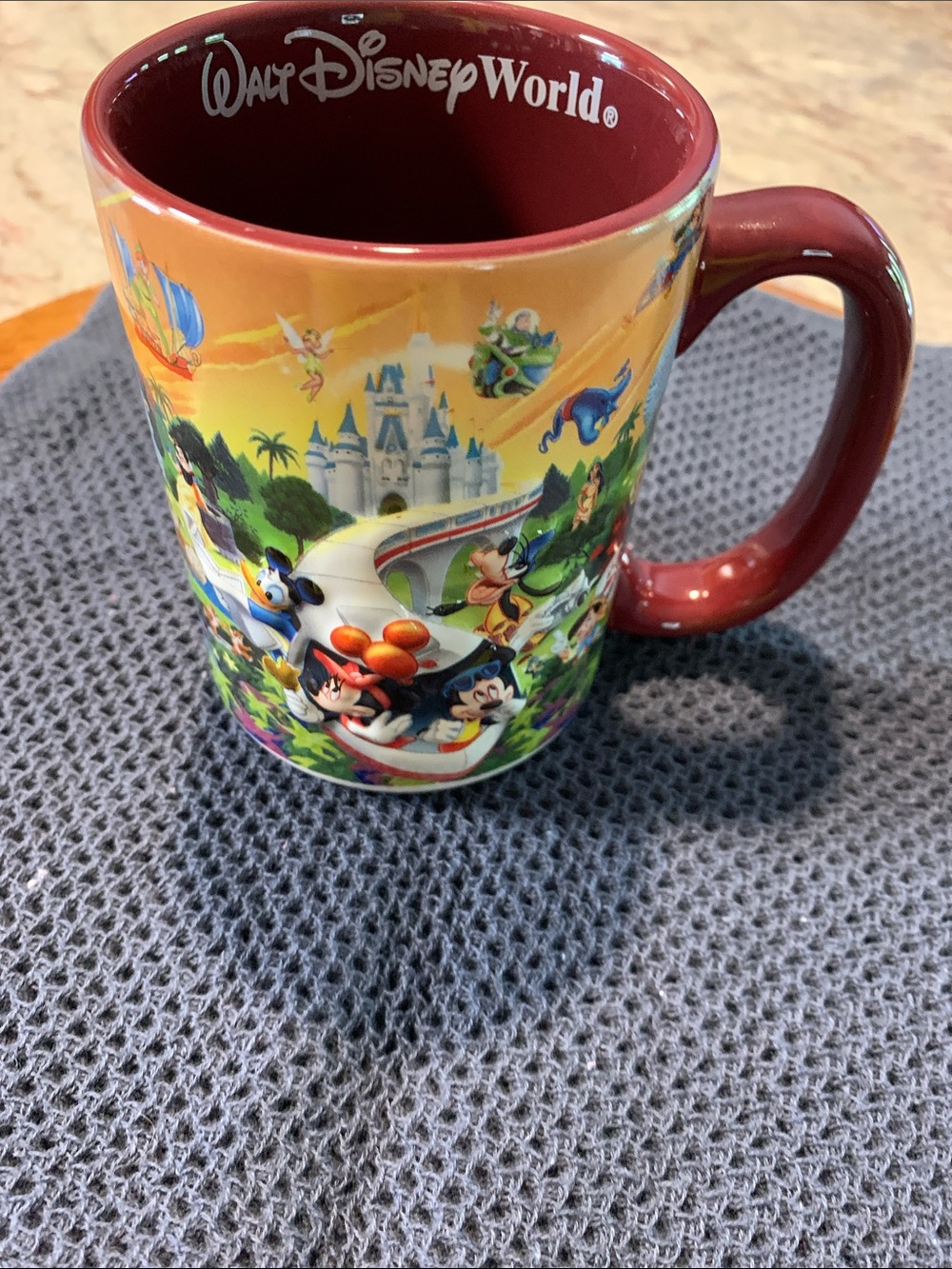 Disney Maroon Ceramic Mug with White Walt Disney World Logo